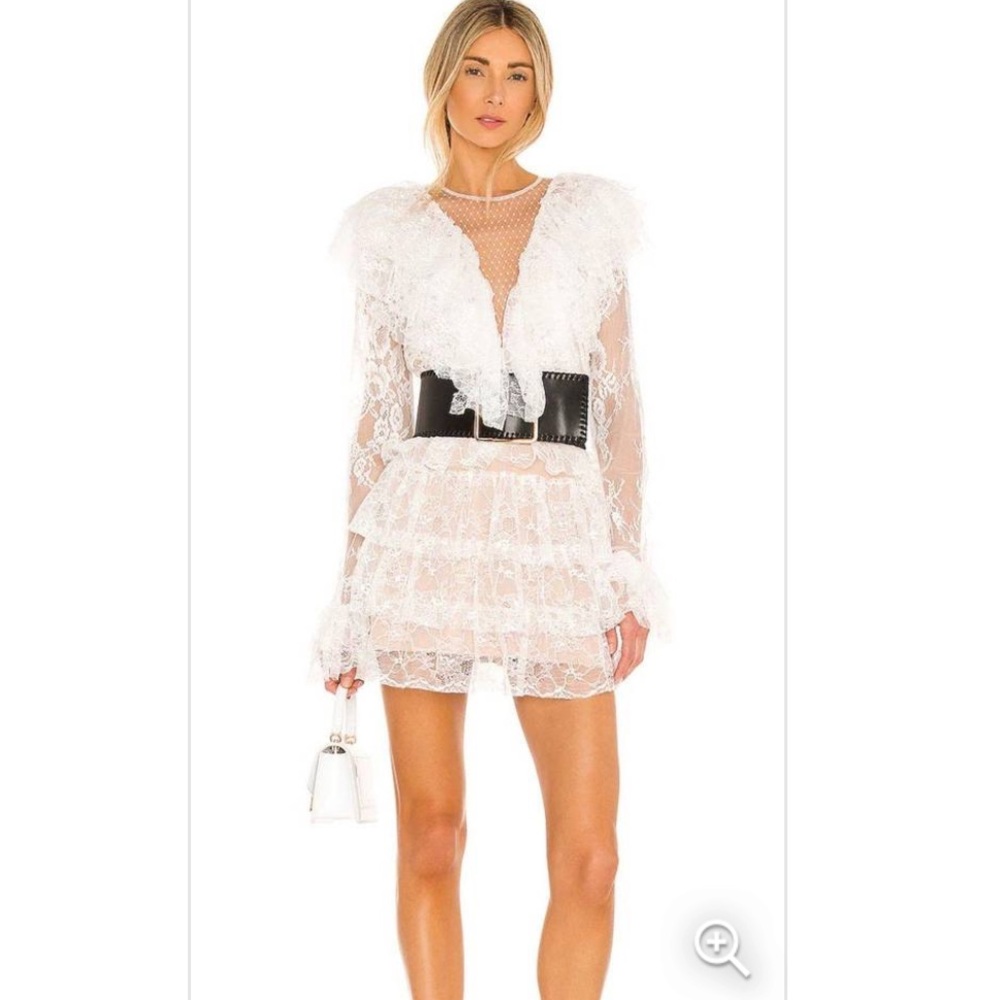 Bronx and Banco Rebecca Blanc Mini Lace Dress (SMALL WHITE)